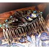 Haarkamm im Vintage-Stil, bronzefarben,  Schmetterling, Antik-Stil