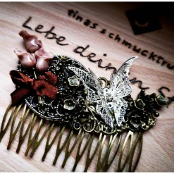 Haarkamm im Vintage-Stil mit Korallen-Callas, bicolor