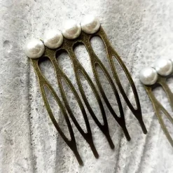 Haarkamm im Vintage-Stil, silber-oder bronzefarben,  Cabochon, Antik-Stil