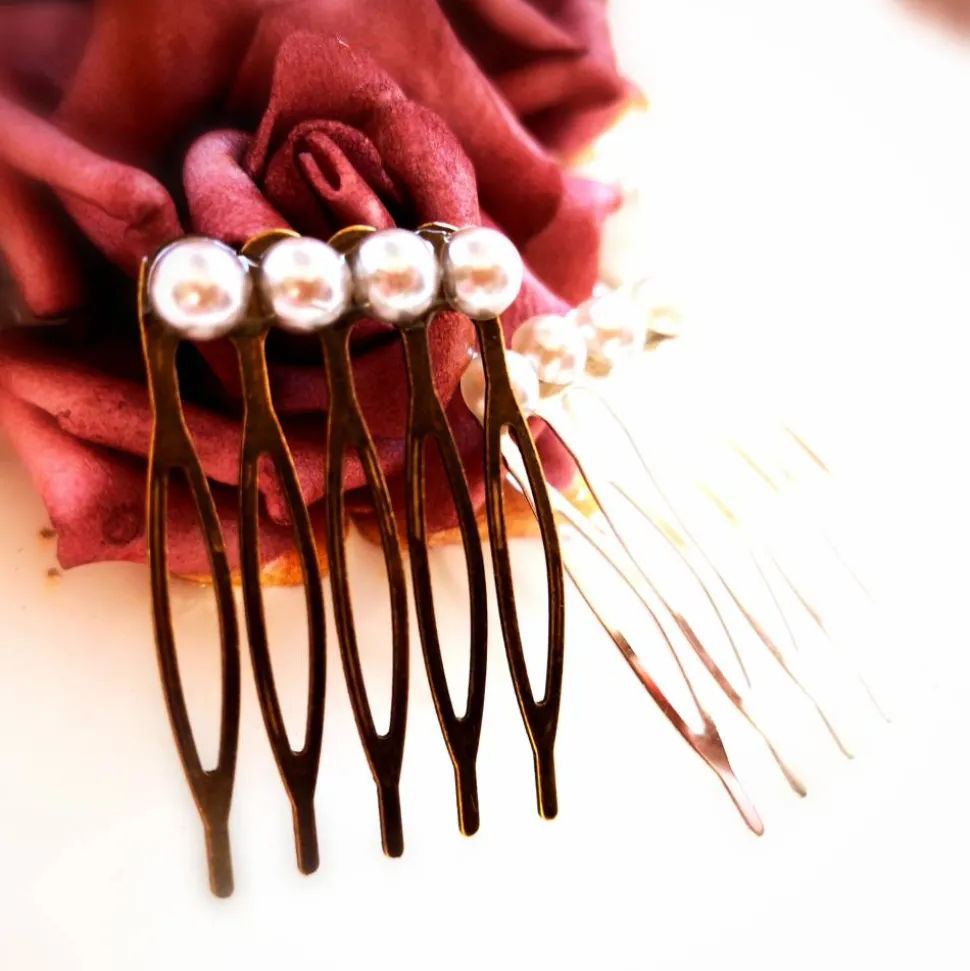 Haarkamm im Vintage-Stil, silber-oder bronzefarben,  Cabochon, Antik-Stil