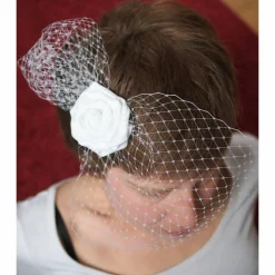 Haarklammer, Haarschmuck, Fascinator Rose mit Tüll