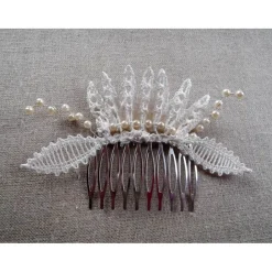 Haarschmuck Haarkämmchen Haarkrönchen Hochzeit geklöppelt Handarbeit Haarkamm Hochzeit Brautschmuck