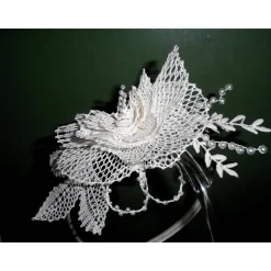 Haarschmuck ivory Haarreif Unikat Hochzeit  geklöppelt Handarbeit  Brautschmuck