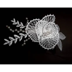 Haarschmuck weiß Haarreif Hochzeit geklöppelt Handarbeit Brautschmuck