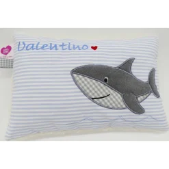 Hai Haifisch Fisch Namenskissen Taufkissen Kuschelkissen Kindergartenkissen Geburtsgeschenk