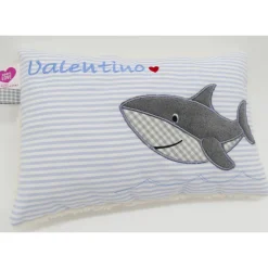 Hai Haifisch Fisch Namenskissen Taufkissen Kuschelkissen Kindergartenkissen Geburtsgeschenk