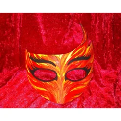 Halbmaske, Feuervogel, Feuerteufel, Teufel, handbemalt, Tiermaske, Pappmache