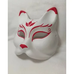 Halbmaske, Fuchs, Maske, japanisch, Kabuki, Kitsune, handbemalt, Tiermaske, Pappmache