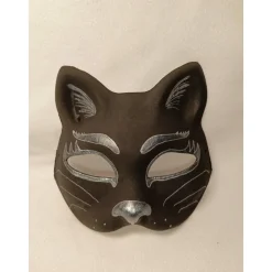 Halbmaske, Katze, schwarz, Maske, handbemalt, Tiermaske, Pappmache