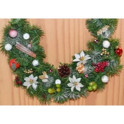 Halbrunder Tür-/Wandkranz grün-weiß-rot