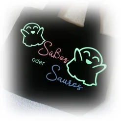 HALLOWEEN  --  süße kleine Tasche, Stofftasche  --  Gespenster leuchten im Dunkeln