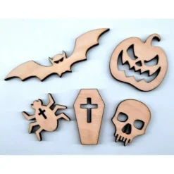 Halloween Fasching Streudeko 25tlg Deko Holz zum Basteln u. Verzieren Gothic, Karneval Tischdekoration DIY