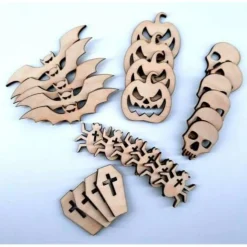 Halloween Fasching Streudeko 25tlg Deko Holz zum Basteln u. Verzieren Gothic, Karneval Tischdekoration DIY