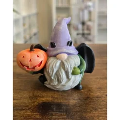 Halloween Fledermauswichtel mit Kürbis - Deko Figur -