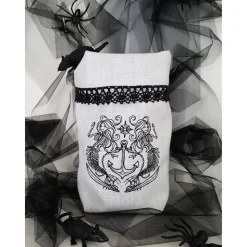 Halloween Windlicht Lichtbeutel Vasenhusse Meerjungfrauen Anker GESTICKT Leinen Baumwollspitze