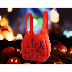 Halloween-Filztasche mit Boo-Geist, Hexenhaus & schlafender Katze – Handgemachter Süßigkeitenbeutel