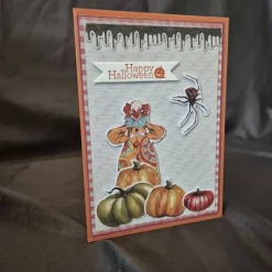 Halloweenkarte / Clownsmotiv / Spinnenmotiv / Happy Halloween Spruch / Kürbisgrußkarten / Halloweenkarte Clown