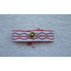 Halsband für Osterlamm Aidastoff bestickt, Kreuzstich rot weiß