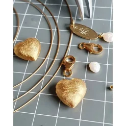 Halskette mit Herz Anhänger, Herzkette aus Silber vergoldet