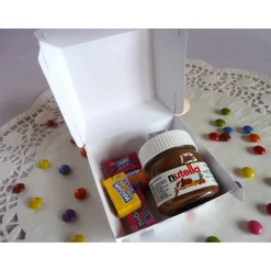 Hamburgerbox zur Einschulung / ABC-Schütze / Tischkarte befüllt mit Süßigkeiten und Holzlöffelchen