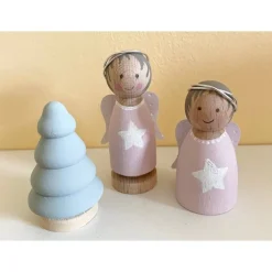 Handbemalte Engel Figurenkegel aus Holz – Weihnachtsdeko & Peg Dolls