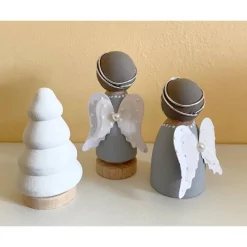 Handbemalte Engel Figurenkegel aus Holz – Weihnachtsdeko & Peg Dolls