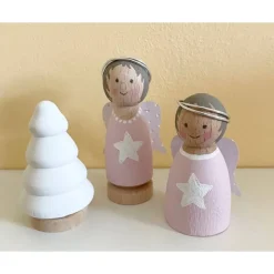 Handbemalte Engel Figurenkegel aus Holz – Weihnachtsdeko & Peg Dolls