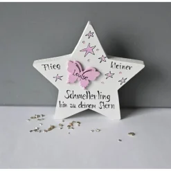Handbemalter Holzstern als Sternenkind Erinnerung – Personalisierte Andenken für Eltern