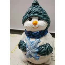 Handbemalter Schneemann aus Keramik – wetterfest & liebevoll gestaltet