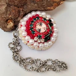 Handbestickte Matroschka Christbaumschmuck Wohndeko – Doppelseitig