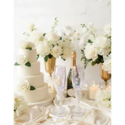 Handdekorierte Hochzeits-Sektgläser mit Perlen – Pearl Romance (2er Set)