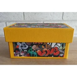 Handgefertigte Geldgeschenkverpackung Skateboard gelb-bunt