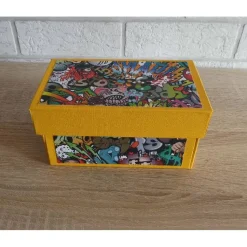 Handgefertigte Geldgeschenkverpackung Skateboard gelb-bunt