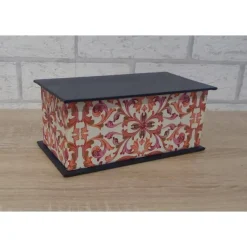 Handgefertigte Geschenkverpackung aus Pappe, Papier und Buchleinen - blau-pink-weiß-gold