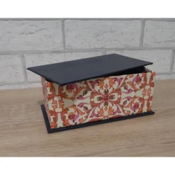 Handgefertigte Geschenkverpackung aus Pappe, Papier und Buchleinen - blau-pink-weiß-gold