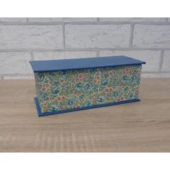 Handgefertigte Geschenkverpackung aus Pappe, Papier und Buchleinen - Blumenmotiv