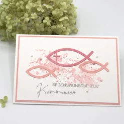 Handgefertigte Glückwunschkarte zur Kommunion – liebevolle Karte zur Erstkommunion