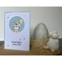 Handgefertigte Glückwunschkarte zur Geburt Junge Baby 