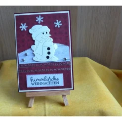 Handgefertigte Grußkarte zu Weihnachten mit Schneemann