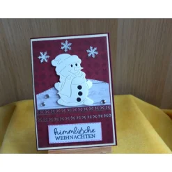 Handgefertigte Grußkarte zu Weihnachten mit Schneemann