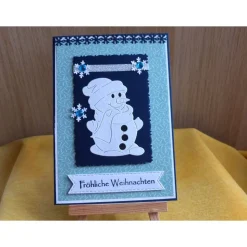 Handgefertigte Grußkarte zu Weihnachten mit Schneemann