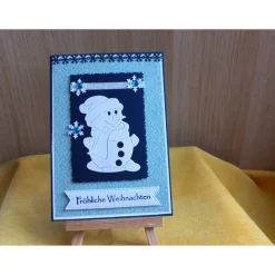 Handgefertigte Grußkarte zu Weihnachten mit Schneemann