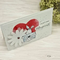 Handgefertigte Valentinskarte - Grußkarte zum Valentinstag