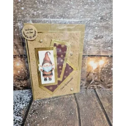 Handgefertigte Weihnachtskarte Weihnachtszwerg  - inkl. Einlegeblatt & Umschlag