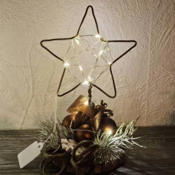 Handgefertigte Weihnachtsdeko, 2 x beleuchteter Stern aus Aluminiumdraht