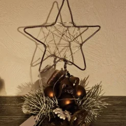 Handgefertigte Weihnachtsdeko, 2 x beleuchteter Stern aus Aluminiumdraht