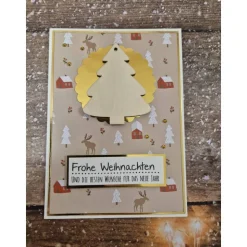 Handgefertigte Weihnachtskarte Frohe Weihnachten Tannenbaum Holz - inkl. Einlegeblatt & Umschlag