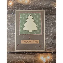 Handgefertigte Weihnachtskarte Tannenbaum Holz - inkl. Einlegeblatt & Umschlag