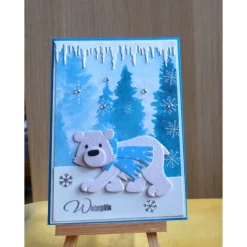 Handgefertigte Weihnachtskarte mit  Eisbär