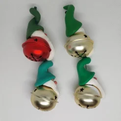 Handgefertigte Weihnachtsschellen mit Polymer-Clay-Wichteln – große Deko-Glocken, 2 Wichtel frei wählbar